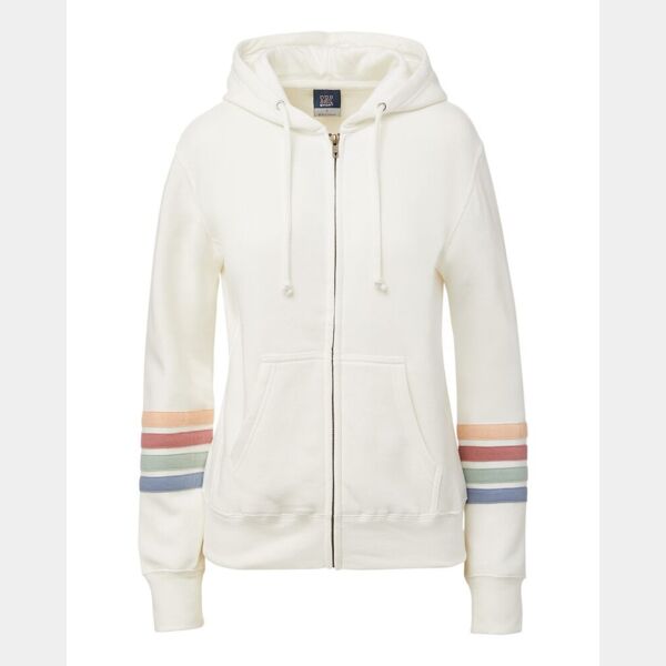 Women's Striped Sleeves Full-Zip Hooded Sweatshirt Thumbnail