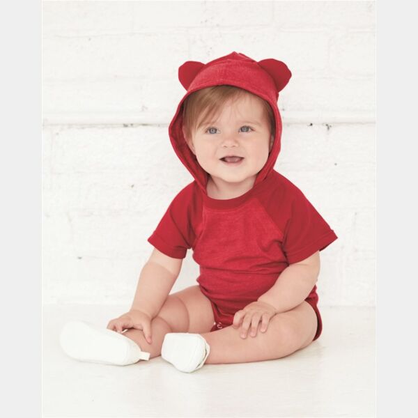 Infant Fine Jersey Raglan Bodysuit with Hood & Ears Thumbnail