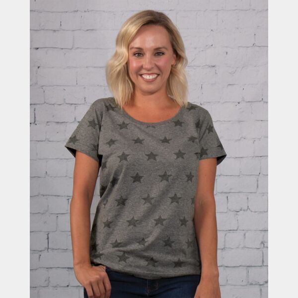 Women's Star Print Scoop Neck Tee Thumbnail